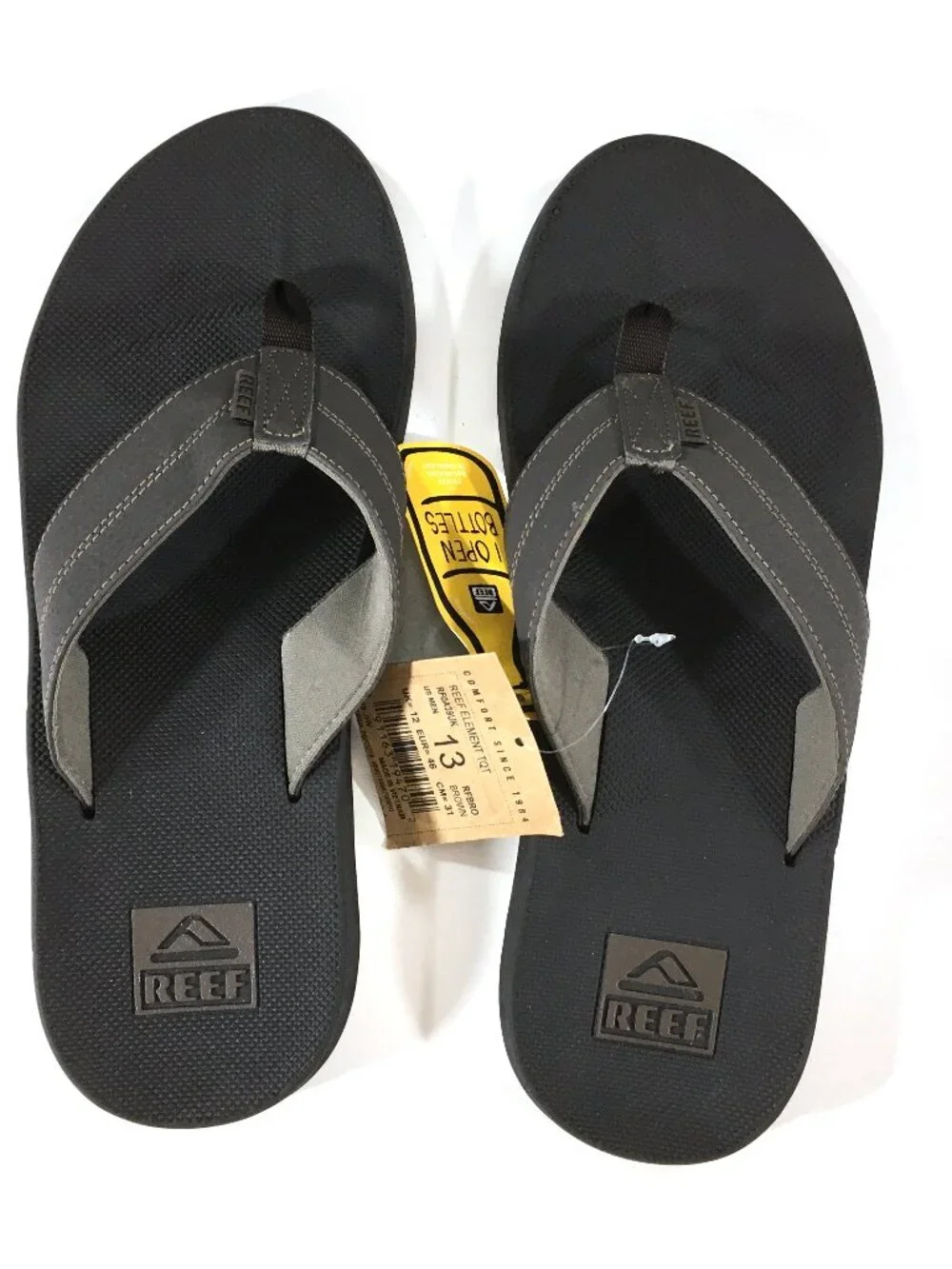 Reef Element TQT Flip Flop Sandals Mens 13 Dark Brown Bottle Opener